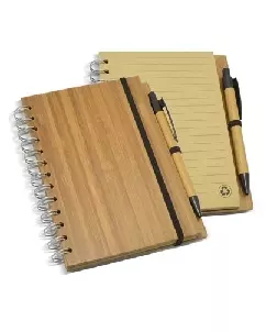 BLOCO DE ANOTAÇÕES COM CAPA DE BAMBU