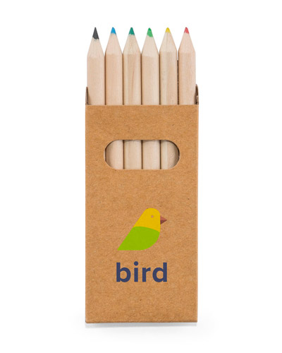 Caixa de Cartao com 6 mini Lapis de Cor Personalizada