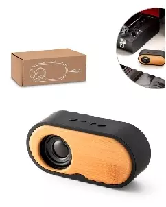 Caixa de som em bambu portátil personalizada
