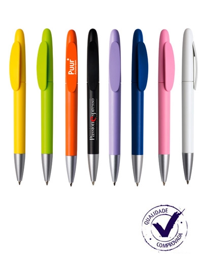 Caneta Esferográfica com ponteira cromada