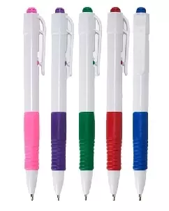 Caneta Plastica com Detalhe Emborrachado Personalizada