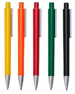 Caneta Plástica Personalizada Colorida com Clip Branco