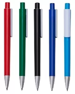 Caneta Plástica Personalizada Colorida com Clip Branco