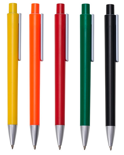 Caneta Plástica Personalizada Colorida com Clip Branco