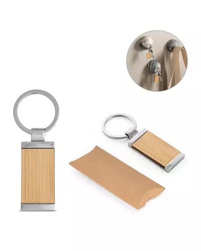 Chaveiro Retangular em Bambu