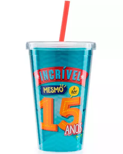 Copo de Acrilico Personalizado com Canudo