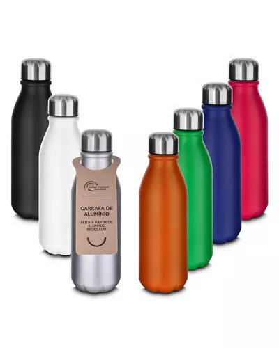 Garrafa em Aluminio com Tampa em Inox Personalizada