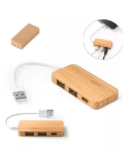 Hub em Bambu Personalizado para Brindes