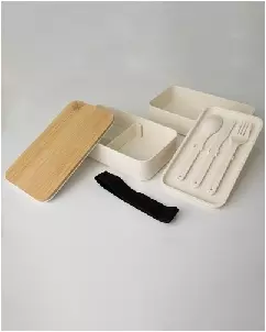 Marmita dupla Fibra Bambu Para Brindes Personalizada