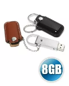 PEN DRIVE 8 GB EM COURO PARA BRINDE PERSONALIZADO