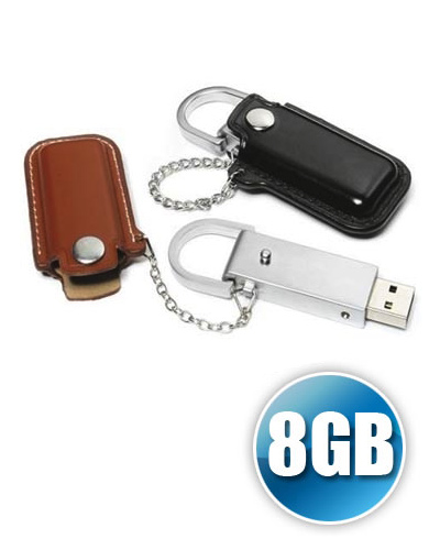 PEN DRIVE 8 GB EM COURO PARA BRINDE PERSONALIZADO